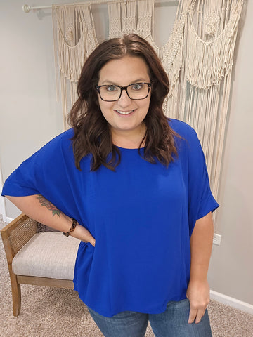 Feels Like Me Dolman Sleeve Top in Royal Blue