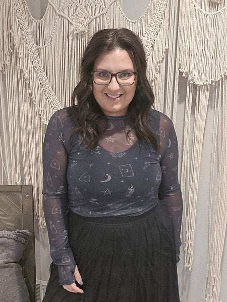 Moon Child Mesh Long Sleeve - Starry Spells