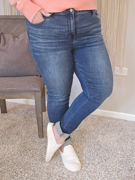 Caitlyn Cuffed Slim Fit Mid Rise Judy Blue Denim