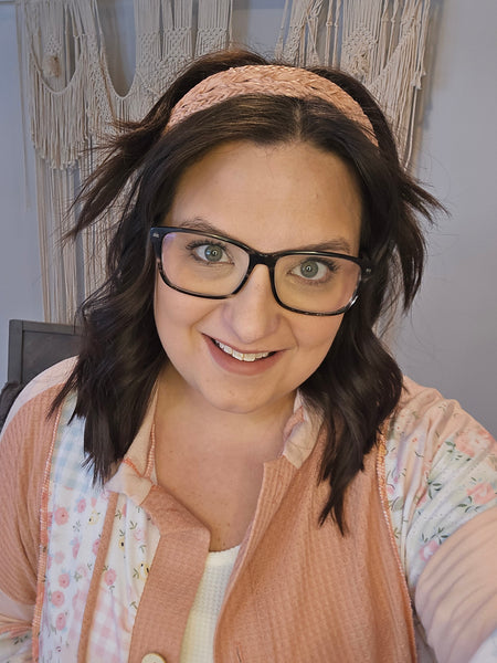 Vegan Leather Patterned Headband - Blush