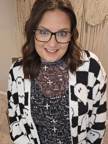Ghost Cloud Cardigan - Checker Ghost