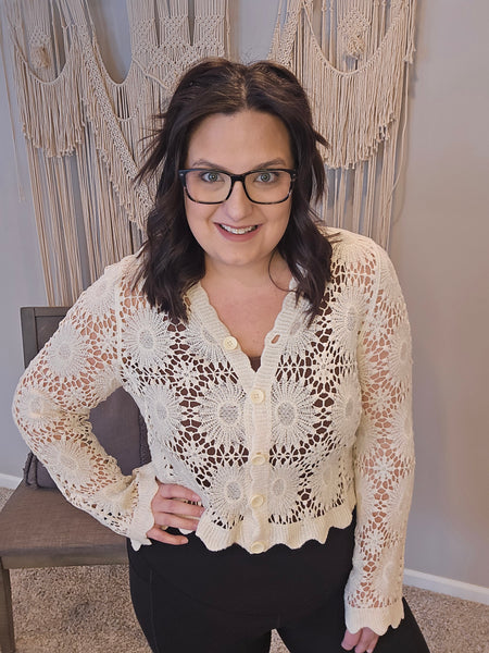 Blush to Bloom Crochet Cardigan