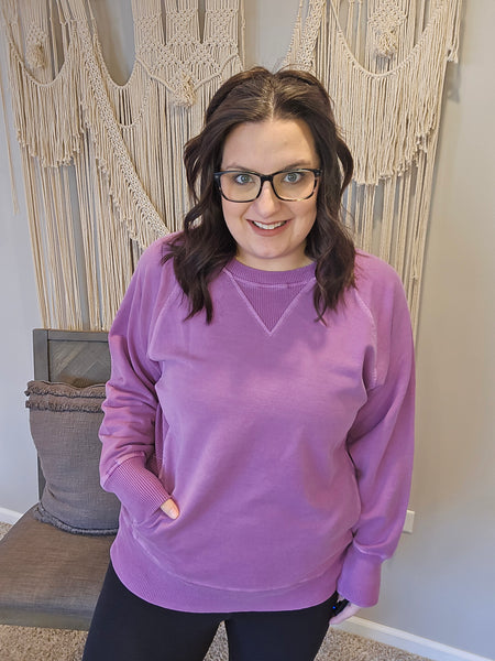 Parker Pigment Dyed Pullover Sweatshirt - Lavender