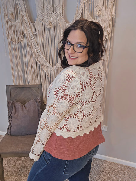 Blush to Bloom Crochet Cardigan