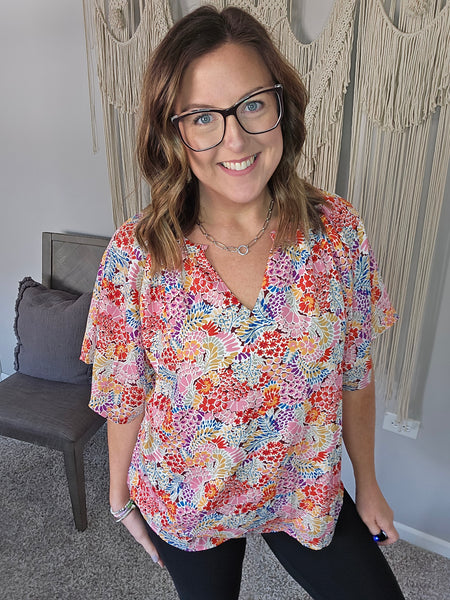 In the Valley Floral Short Sleeve Blouse